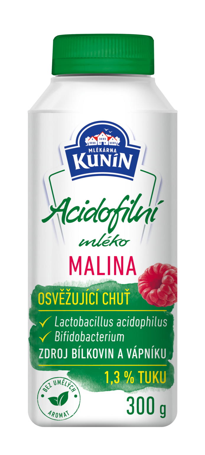Kunín - Acidofilní mléko 300g Malina